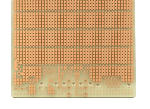 BPS Busboard PR3UC PROTOBOARD-3U-CONN, Single-Sided, 6-HOLE Strips, Connector Footprints, 100mm x 160mm (3.9" x 6.3")