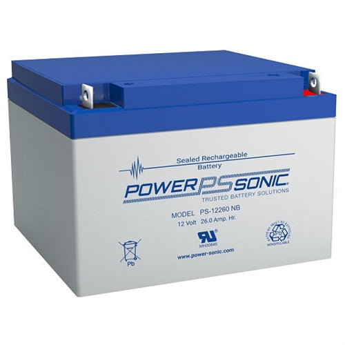 Powersonic PS-12260NB 12V 26Ah SLA Battery with Nut/Bolt