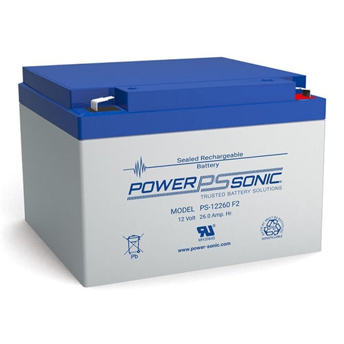 Powersonic PS-12260F2 12V 26Ah SLA Battery with .250" Tabs