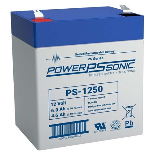 Powersonic PS-1250F1 12V 5Ah SLA Battery with .187" Faston Terminals
