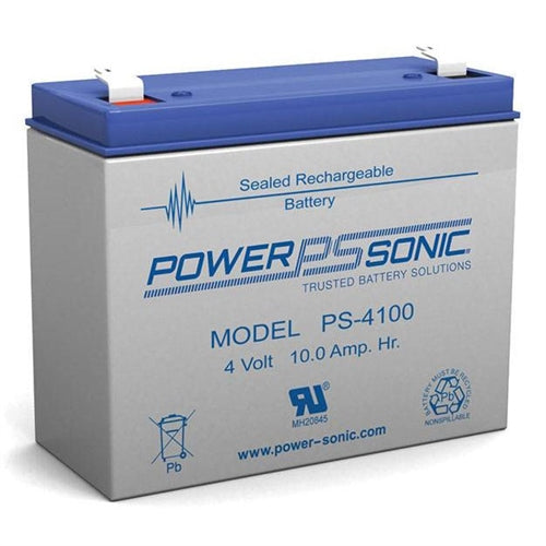 Powersonic PS-4100F1 4V 10Ah SLA Battery with .187" QC Tabs