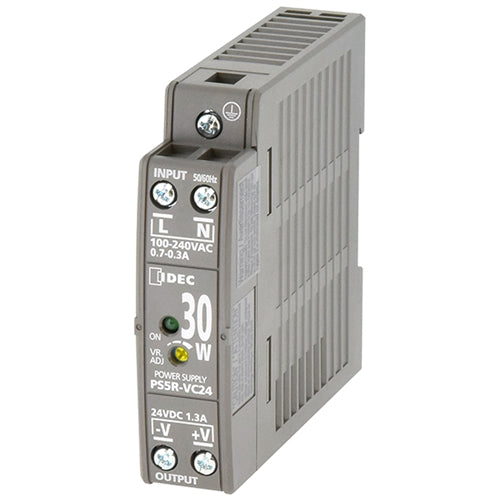 IDEC PS5R-VC12 Switching Power Supply 12VDC 30W 2.5A Output, 100-370VDC / 85-264VAC Input, DIN Rail Mount
