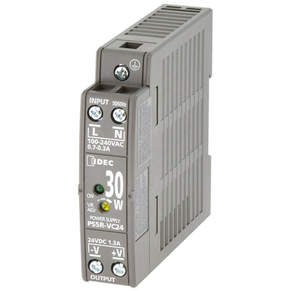 IDEC PS5R-VC12 Switching Power Supply 12VDC 30W 2.5A Output, 100-370VDC / 85-264VAC Input, DIN Rail Mount
