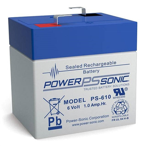 Powersonic PS-610F1 6V 1Ah SLA Battery with .187" QC Tabs