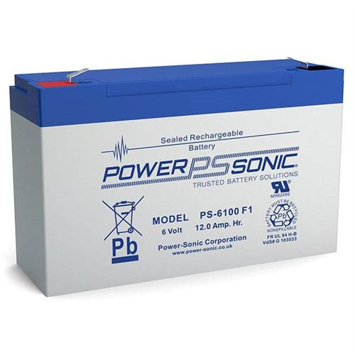Powersonic PS-6100F1 6V 12Ah SLA Battery with .187" QC Tabs
