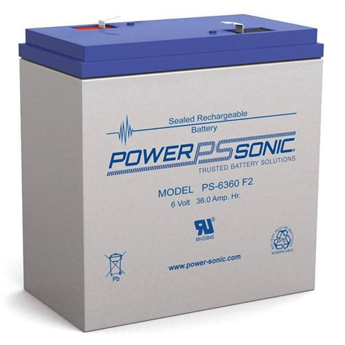 Powersonic PS-6360F2 6V 36Ah SLA Battery with .250" QC Tabs
