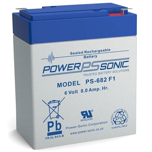 Powersonic PS-682F1 6V 9Ah SLA Battery with .187" QC Tabs
