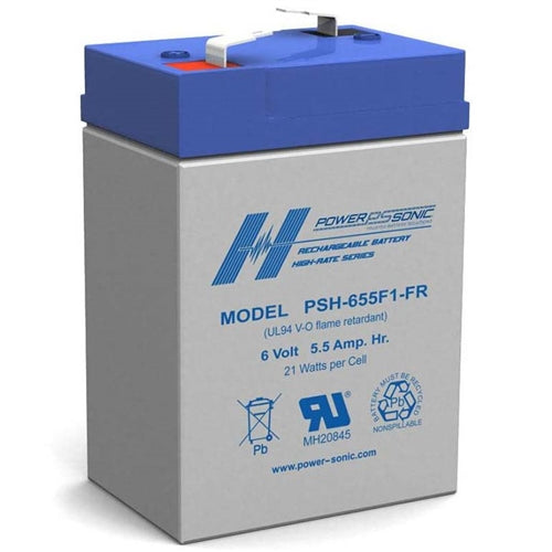 Powersonic PSH-655F1-FR 6V 5.5Ah High Rate Discharge SLA Battery, UPS Applications