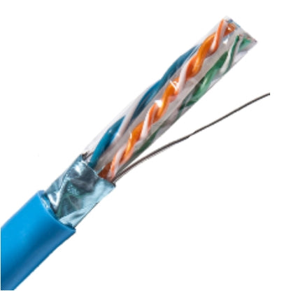PSI Data PSI-6CMPSH-BU Blue Cat6e 23/8 (4 Pair) Solid Shielded Cable, Plenum FT6 Rated (305M = Full Roll)