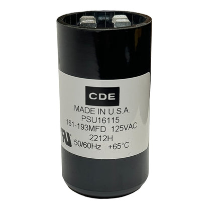Cornell-Dubilier PSU16115 Motor Start Capacitor 161uF to 193uF, 110/125VAC ** Temporary Duty Cycle Applications Only **