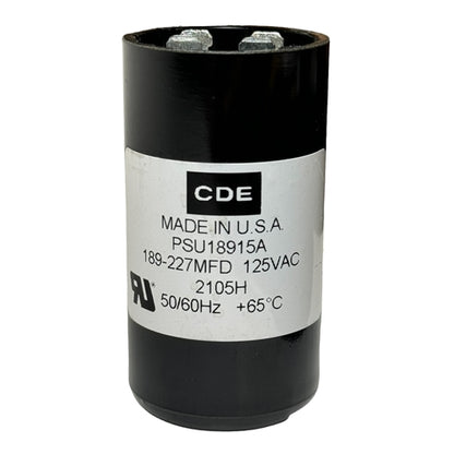 Cornell-Dubilier PSU18915A Motor Start Capacitor 189uF to 227uF 110/125VAC ** Temporary Duty Cycle Applications Only **