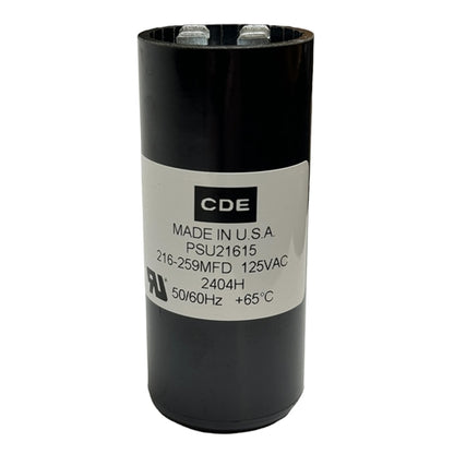 Cornell-Dubilier PSU21615 Motor Start Capacitor 216uF to 259uF 110/125VAC ** Temporary Duty Cycle Applications Only **