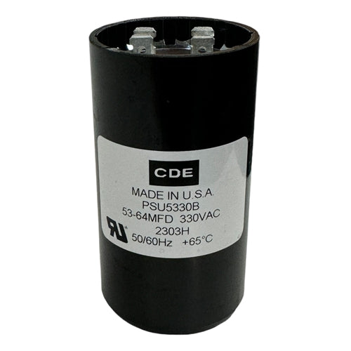Cornell-Dubilier PSU5330B Motor Start Capacitor 53uF to 64uF 330VAC ** Temporary Duty Cycle Applications Only **