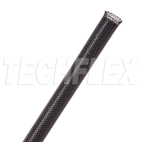 Techflex PTN0.25 Black 1/4" General Purpose Expandable Braided Sleeving, Flexo PET (305M = Full Roll)