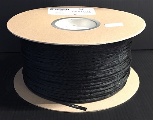 Techflex PTN0.25 Black 1/4" General Purpose Expandable Braided Sleeving, Flexo PET (305M = Full Roll)
