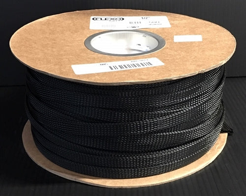 Techflex PTN0.50 Black 1/2" General Purpose Expandable Braided Sleeving, Flexo PET (152M = Full Roll)
