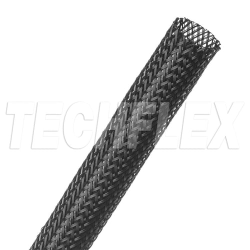 Techflex PTN0.56BK Black 9/16" General Purpose Expandable Braided Sleeving, Flexo PET, 152 Meter Roll