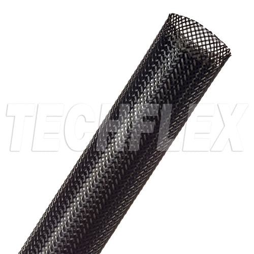 Techflex PTN1.00BK Black 1" General Purpose Expandable Braided Sleeving, Flexo PET, 76 Meter Roll