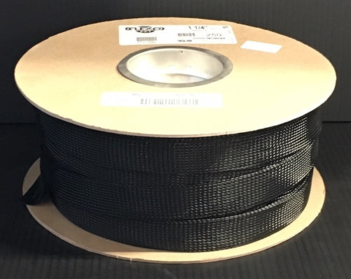 Techflex PTN1.25 Black 1-1/4" General Purpose Expandable Braided Sleeving, Flexo PET (76M = Full Roll)
