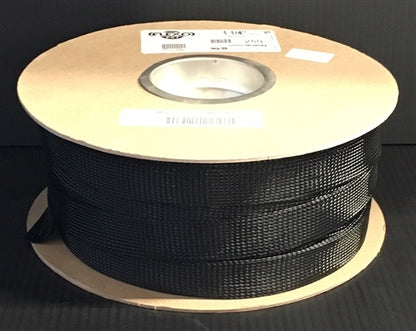 Techflex PTN1.25 Black 1-1/4" General Purpose Expandable Braided Sleeving, Flexo PET (76M = Full Roll)