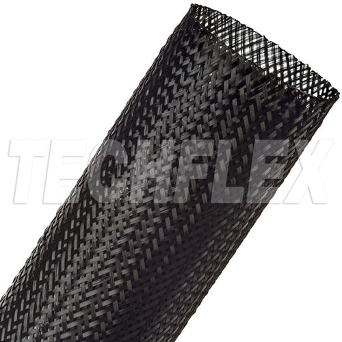 Techflex PTN2.50BK Black 2-1/2" General Purpose Expandable Braided Sleeving, Flexo PET, 200 Foot Roll