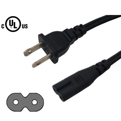 Phantom Cables PWC-115-12 Power Cord 2 Conductor NEMA1-15P to IEC320-C7 Socket (Double Slot), 12' Cable