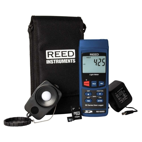 REED R8100SD-KIT Data Logging Light Meter with Power Adapter and SD Card