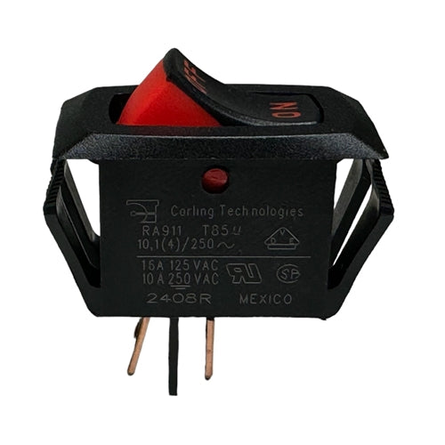 Carling RA911-VB-B-1-V-XN Rocker Switch SPST On-Off, 16A@125VAC / 10A@250VAC, On & Off Markings, QC Terminals