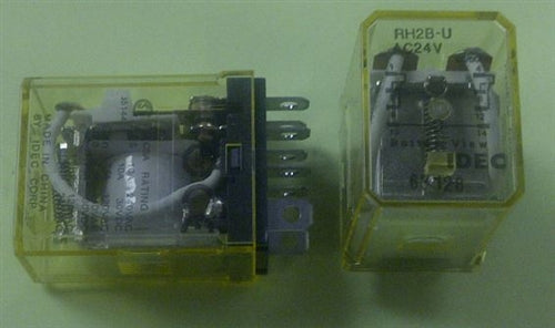 IDEC RH2B-UAC24V Relay 24VAC DPDT 8 Pin, Res: 10A@240VAC/30VDC, Gen: 7.5A@120VAC/30VDC, 7A@240VAC, CSA