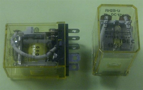 IDEC RH2B-UDC12V Relay 12VDC DPDT 8 Pin, Res: 10A@240VAC/30VDC, Gen: 7.5A@120VAC/30VDC, 7A@240VAC, CSA