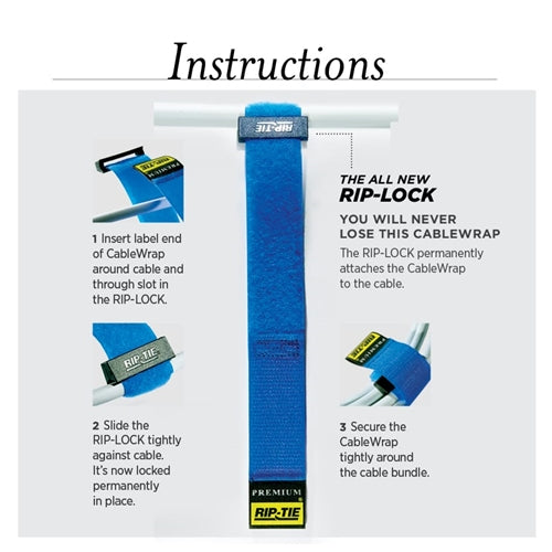 Rip-Tie RLH-095-010-BK 1" x 9.5" Rip-Lock Cablewrap 10/Pack, Black