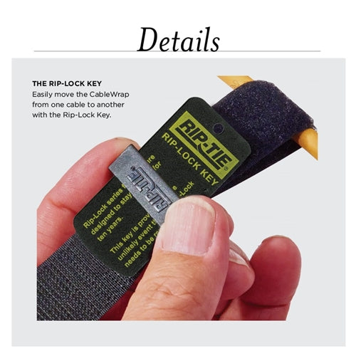 Rip-Tie RLH-095-010-BK 1" x 9.5" Rip-Lock Cablewrap 10/Pack, Black