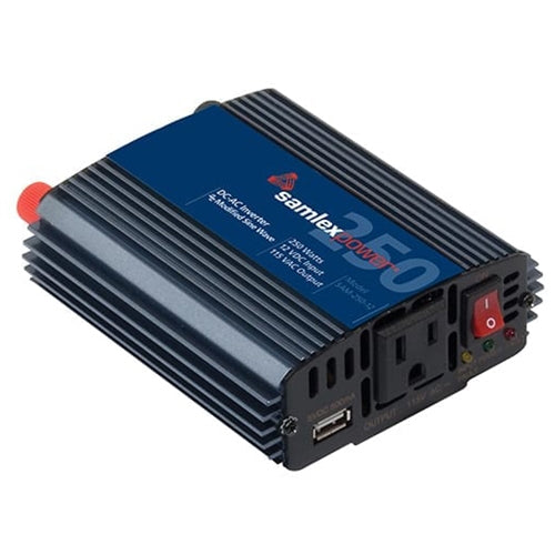 Samlex SAM-250-12 Modified Sine Wave Inverter 250W 12VDC 12VDC/25A Full Load 12VDC/8A Cigarette Plug 100W Maximum