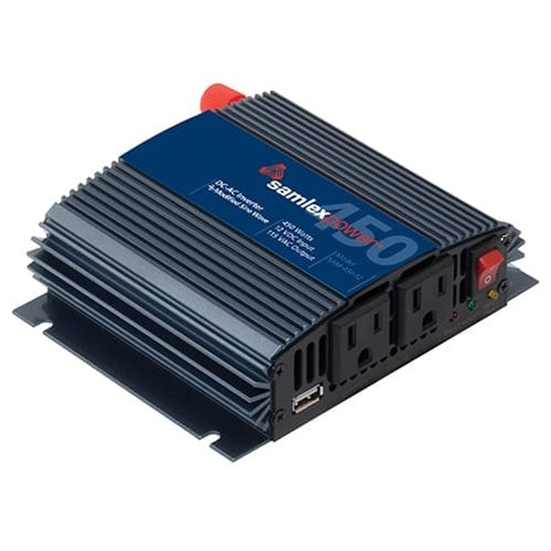 Samlex SAM-450-12 Modified Sine Wave Inverter 450W 12VDC 12VDC/45A Full Load 12VDC/8A Cigarette Plug 100W Maximum