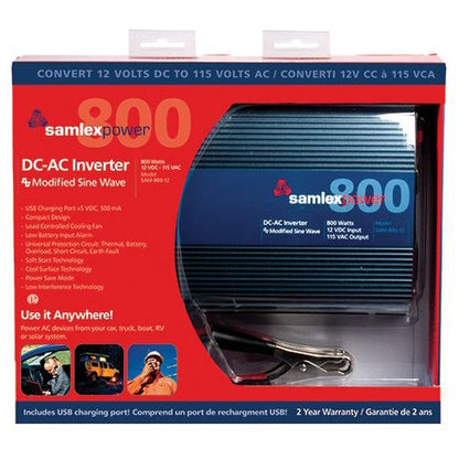 Samlex SAM-800-12 Modified Sine Wave Inverter 800W 12VDC 12VDC/80A Full Load