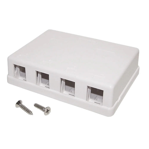 Phantom Cables SB-4P-WH Keystone Surface Mount Box, 4-Port White