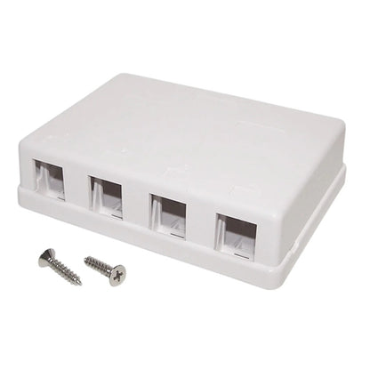 Phantom Cables SB-4P-WH Keystone Surface Mount Box, 4-Port White