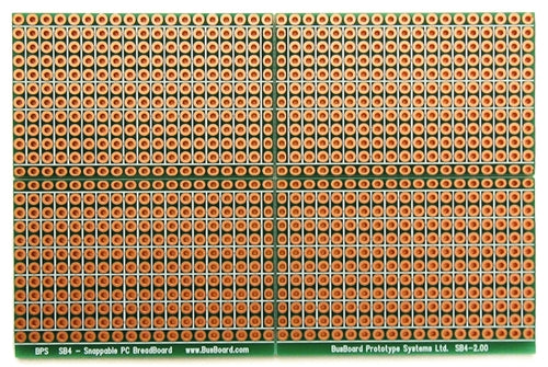 BPS Busboard SB4 Snappable PCB Breadboard with 2-HOLE and 4-HOLE Strips, 64mm x 97mm (2.5" x 3.8")