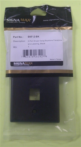 Signamax SKF-2-BK 2 Port Single-Gang Keystone Faceplate, Black