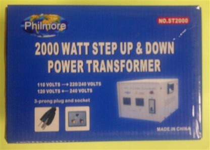 Philmore ST2000 Step Up/Step Down Transformer 110V/220V 2000W *Do Not Use in Wet Areas, Bare Earth or Concrete*