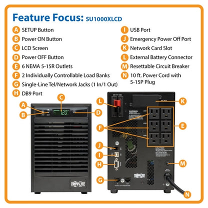 Tripplite SU1000XLCD 120V 1KVA 900W On-Line Double-Conversion UPS with Interactive LCD Display