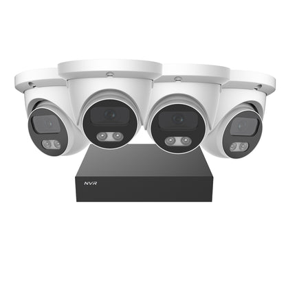 Syncview SV-IPKIT8MPDL-8CH-4-WH IP Box Kit with 4 x 8MP White Turret Cameras, and 8CH 4K NVR
