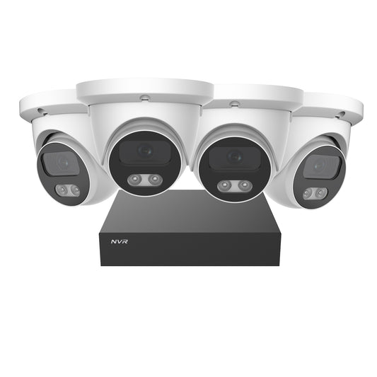 Syncview SV-IPKIT8MPDL-8CH-4-WH IP Box Kit with 4 x 8MP White Turret Cameras, and 8CH 4K NVR