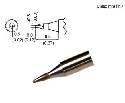 Hakko T15-D08 Chisel Tip 0.8 x 9.5mm, for the FM-203, FM-204, FM-205, FM-206 & FX-951 Stations, and the FM2027 Handpiece
