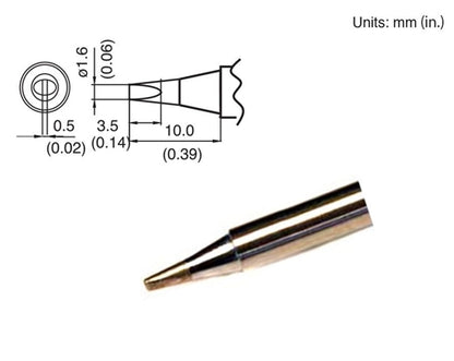 Hakko T15-D16 Chisel Tip 1.6 x 10mm, for the FM-203, FM-204, FM-205, FM-206 & FX-951 Stations, and the FM2027 Handpiece