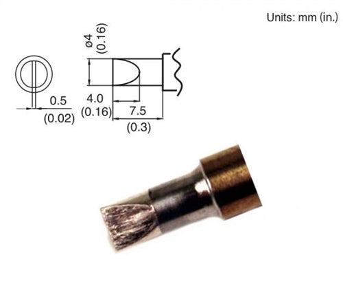 Hakko T15-D4 Chisel Tip 4 x 7.5mm, for the FM-203, FM-204, FM-205, FM-206 & FX-951 Stations, and the FM2027 Handpiece