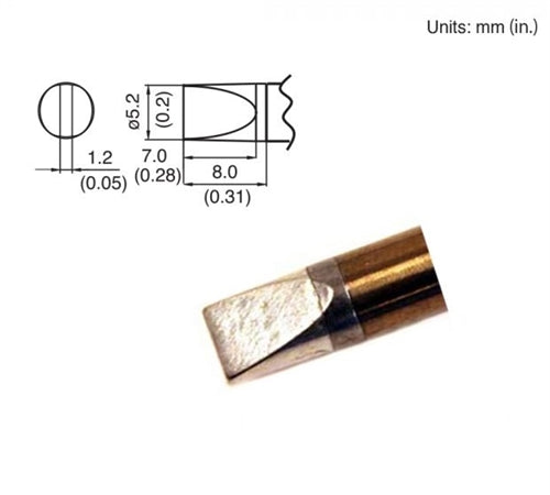 Hakko T15-D52 Chisel Tip 5.2 x 8mm, for the FM-203, FM-204, FM-205, FM-206 & FX-951 Stations, and the FM2027 Handpiece