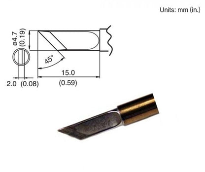 Hakko T15-K Knife Tip 4.7mm/45 Deg x 15mm, for the FM-203, FM-204, FM-205, FM-206 & FX-951 Stations, and FM2027