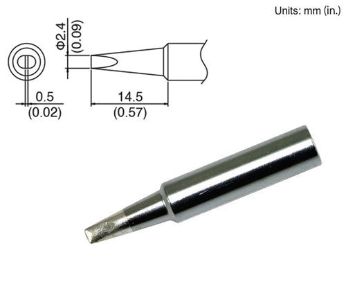 Hakko T18-D24 Chisel Tip, 2.4mm Chisel, for the FX-888D Station, FX-600, FX-8801, 907/900M/913 Irons