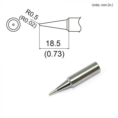 Hakko T19-B Conical Tip, 0.5mm Radius Conical, Shape B, for Use with the FX-601 and FX-8805